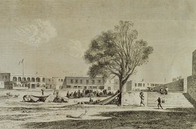 Isla de Gorea, Senegal, en la década de 1860, grabado por Charles Maurand de French School